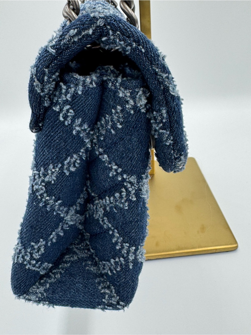 Kurt Geiger Brixton Denim Quilted Two-Way Bag w/ Pewter Tone Hardware & Dust Bag - Picture 7 of 13